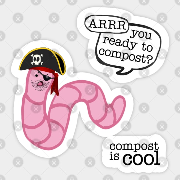 compost worm (pirate) Sticker by mystudiocreate